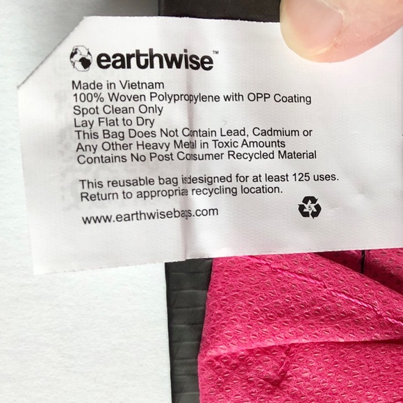 3/$15 NEW EARTHWISE Reusable Grocery Bag LOVE IS ALL YOU NEED Black Pink 13.5” - Picture 4 of 15